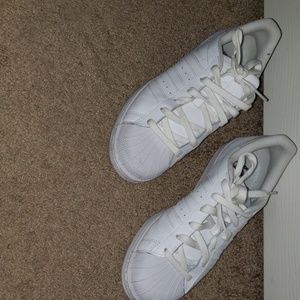 All white worn Adidas